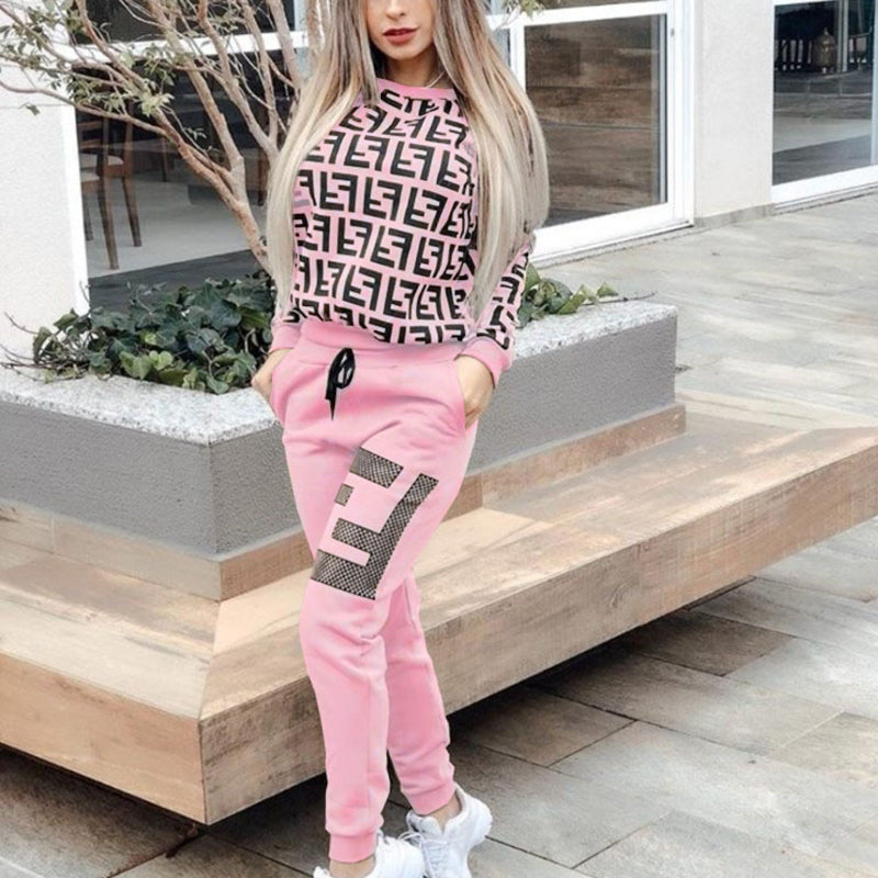 Fashion printed sweater set PF1023092719