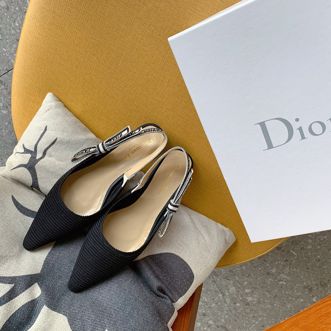 Dio Pointed bow letter ribbon slingback slingback shoes 0724070501