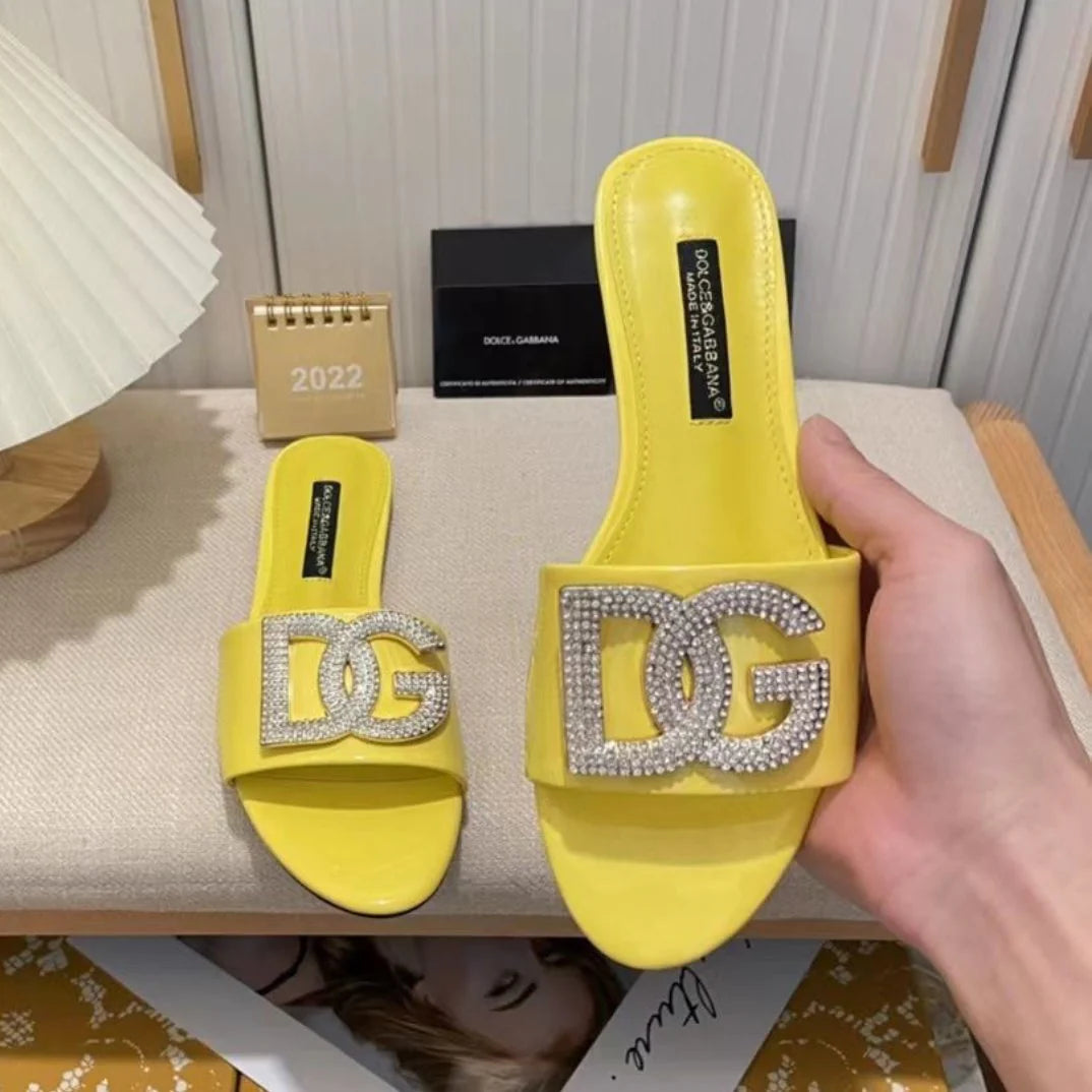 New Open Toe Flat Rhinestone Beach Slippers 1024070926