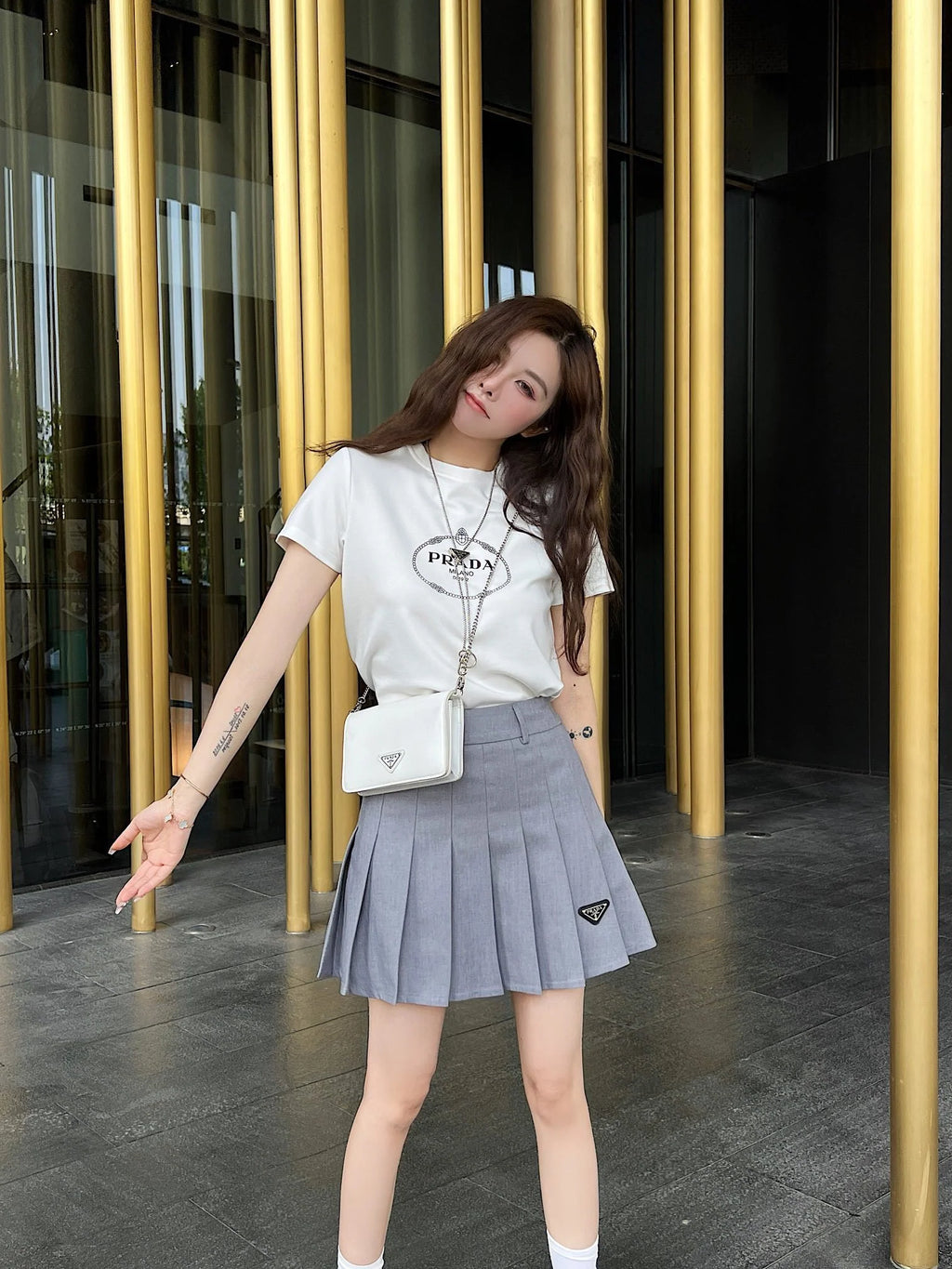 P Summer Pleated Skirt Suit 0724022005