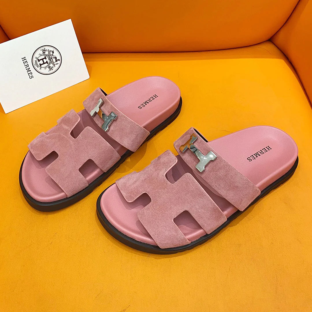 Classic H logo buckle with Velcro flat sandals and slippers for both men and women 1024032002