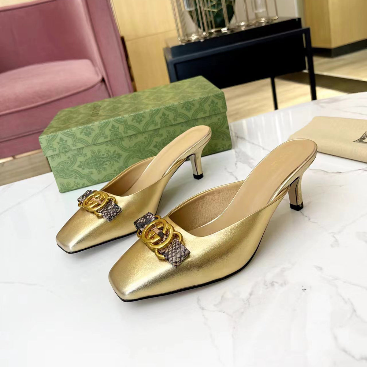 G－flat toe low heel leather shoes XC07062901