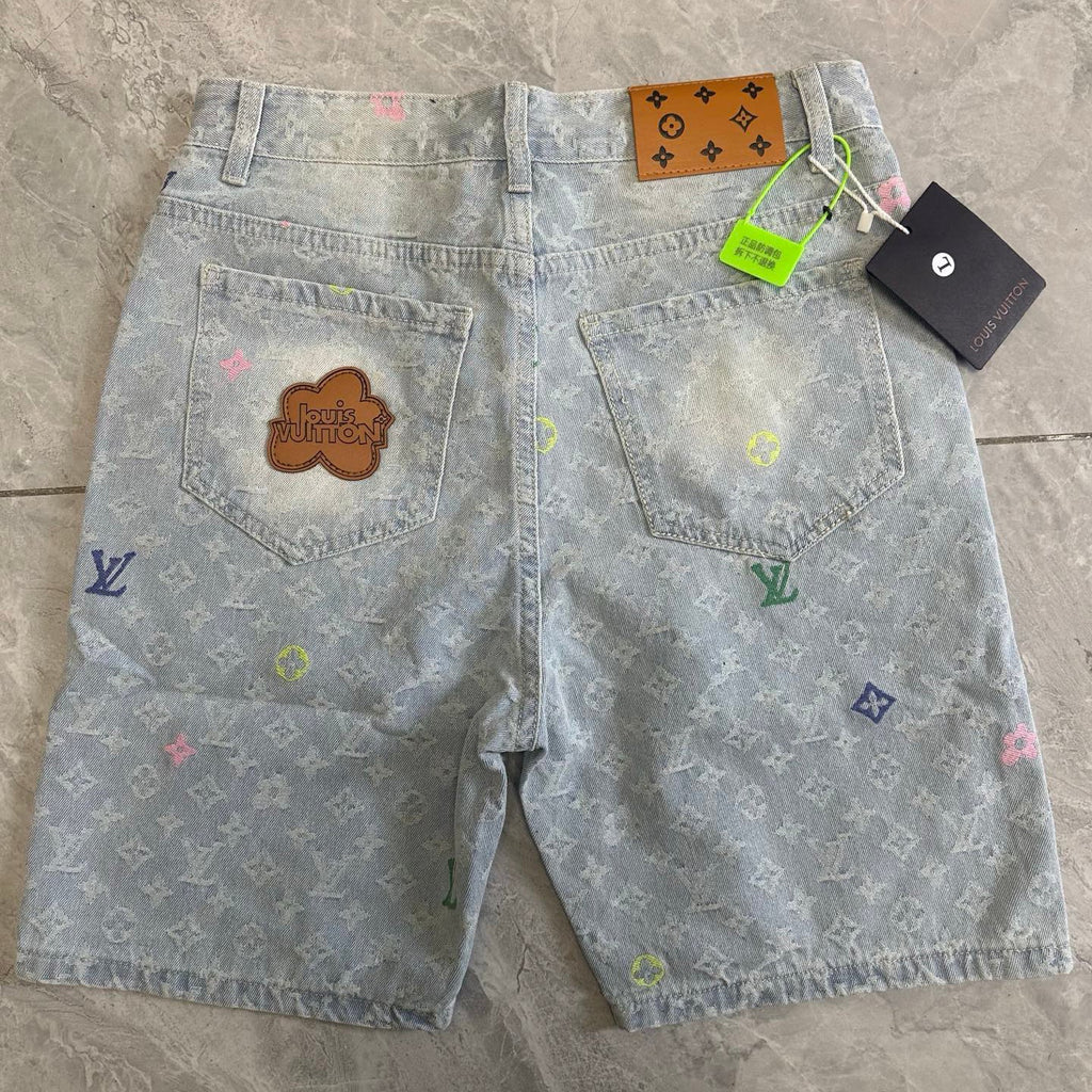 Unisex Candy Embroidered Denim Shorts 1025042507