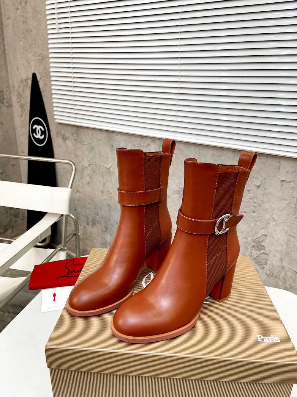 CL fashion red bottom thick heel thick sole boots 0724110503