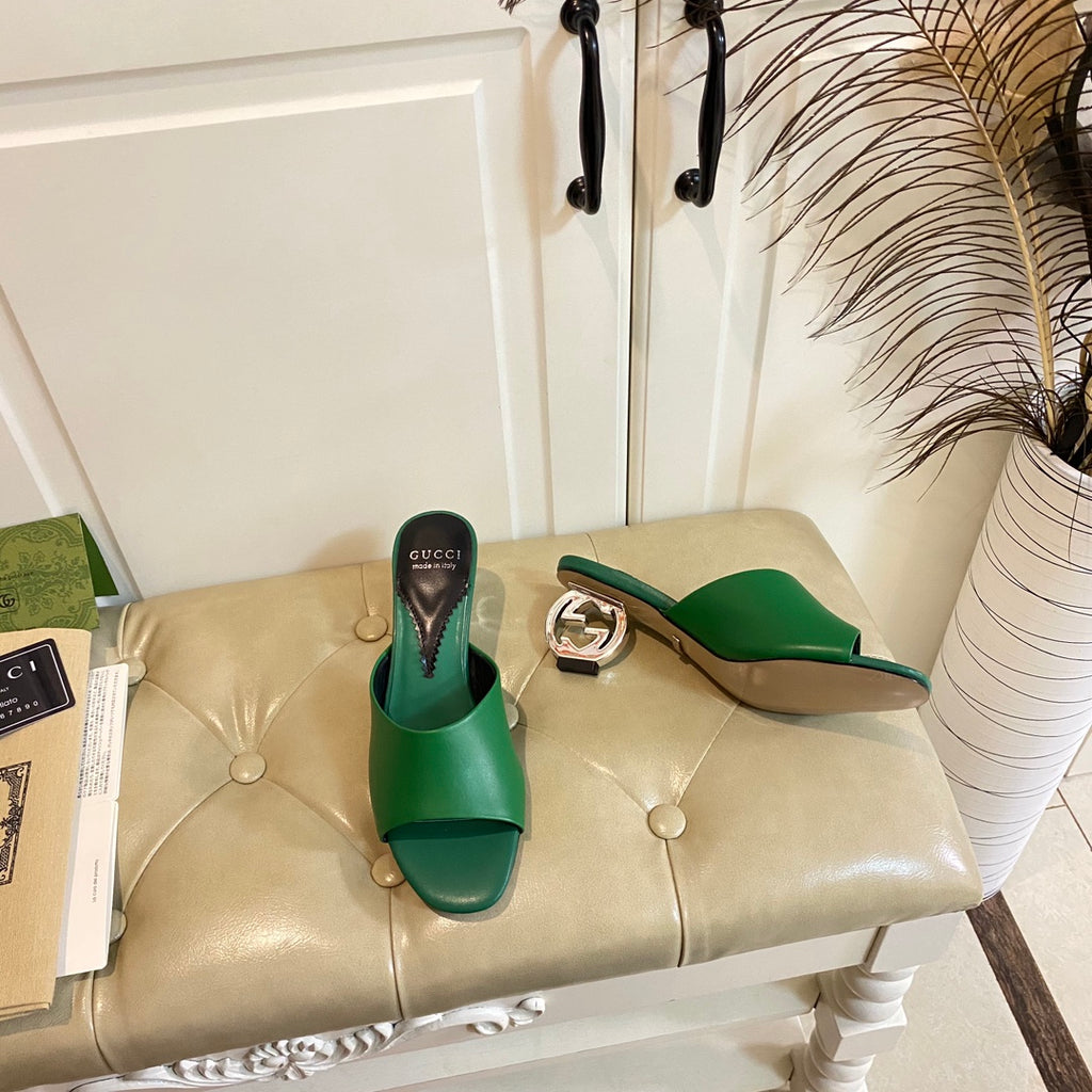 Gucc1 top fashion heel slippers 0724030803