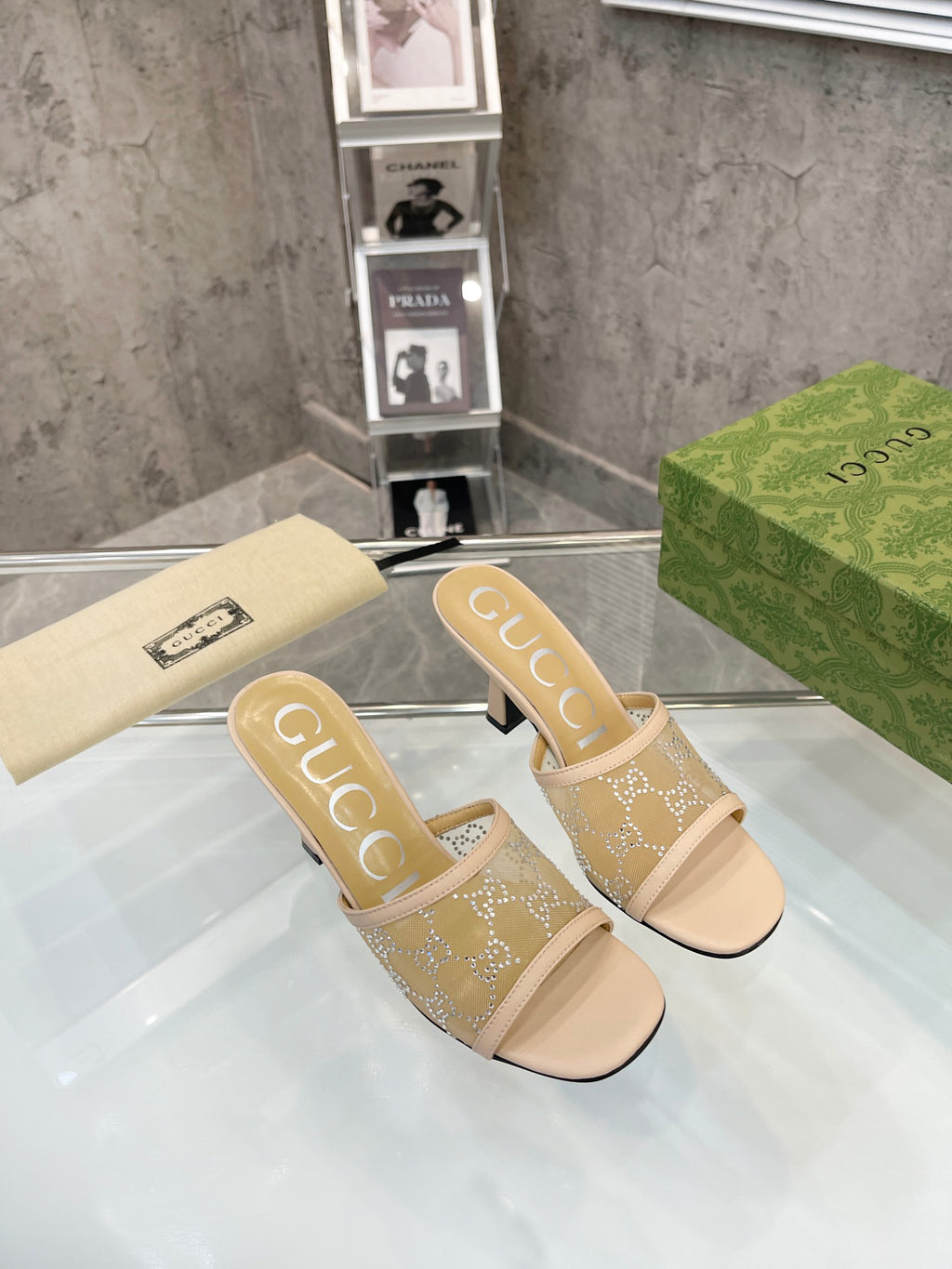 Gucc1 top fashion stiletto slippers 0724030802