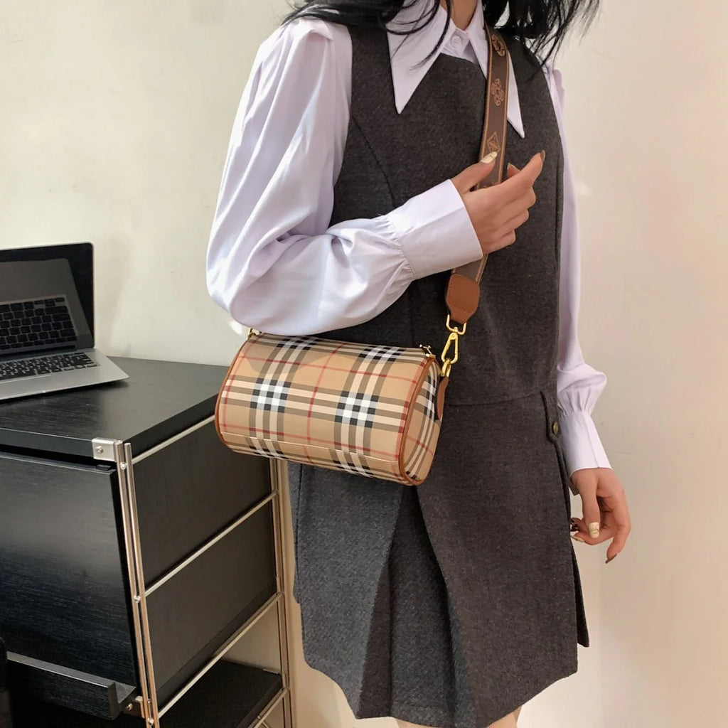 Shoulder Crossbody Pillow Bag Large Capacity Retro Check All-Match Bag 1024042713