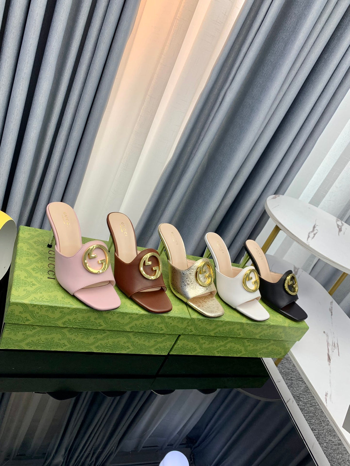 Gucc1 top fashion stiletto slippers 0724030804