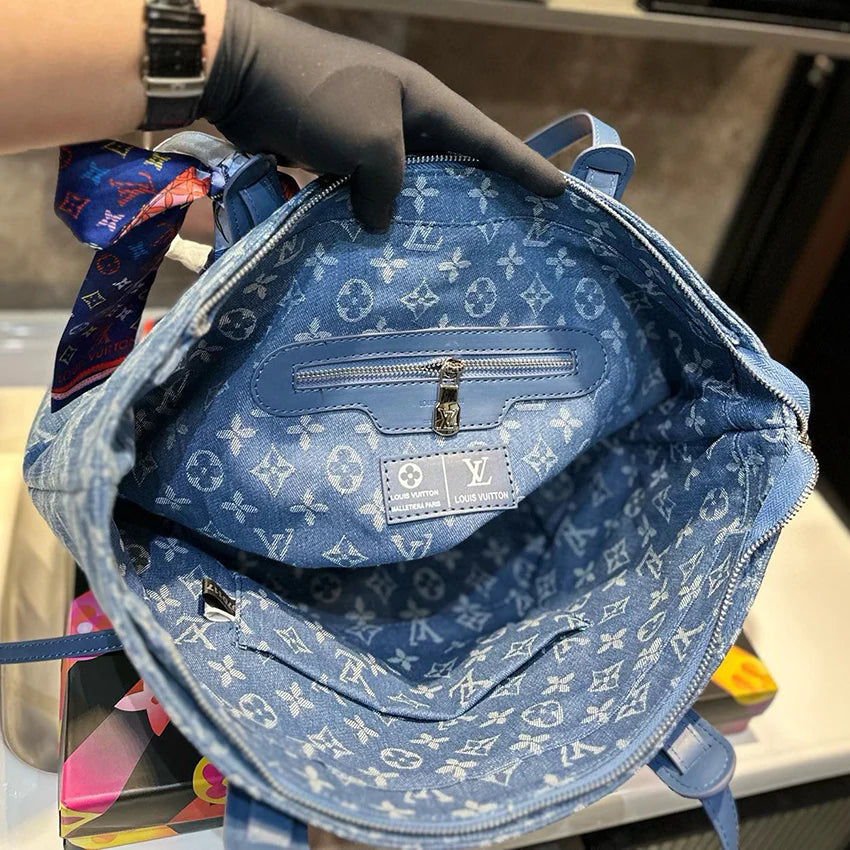 New casual versatile denim embroidered shoulder handbag 1024070902