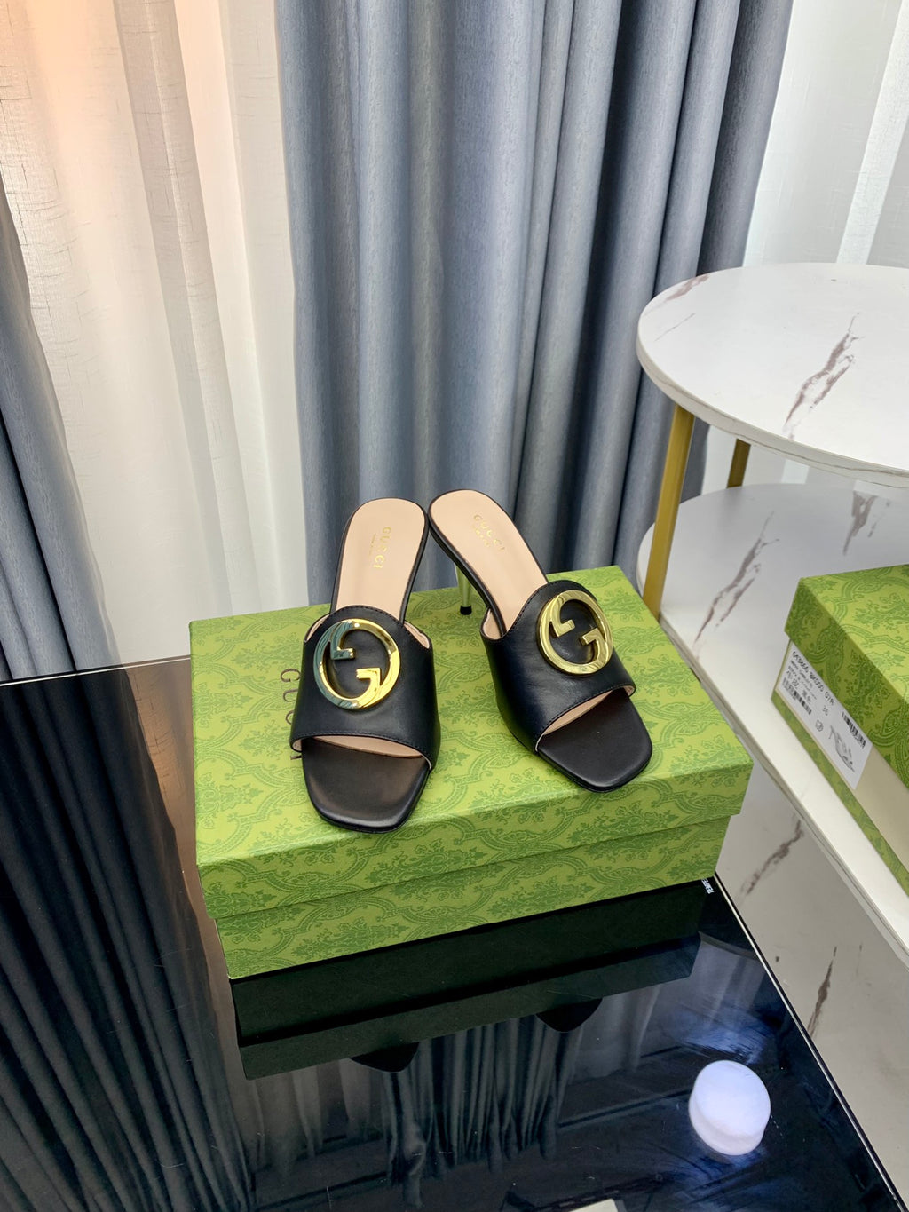 Gucc1 top fashion stiletto slippers 0724030804