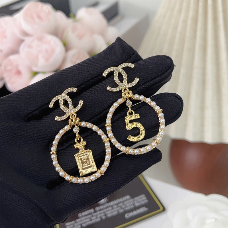 Women's Luxury Pearl Circle Dangle Earrings XZ1326092813