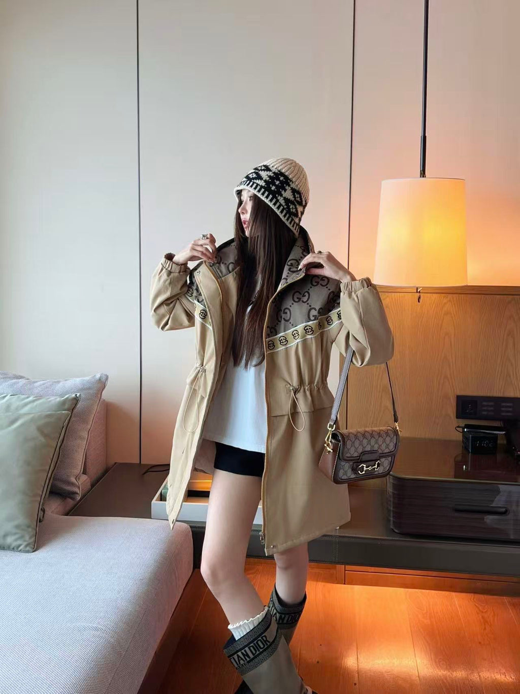 Jacquard classic hooded jacket 0725101401