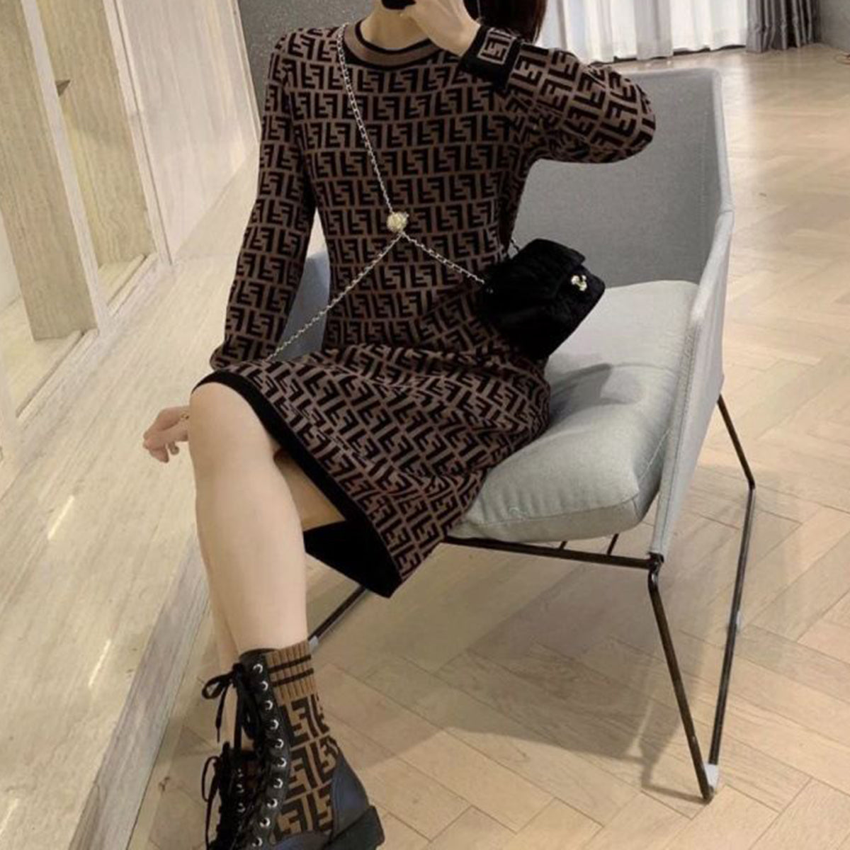 New French style slim knitted dress women's clothing PD10041318
