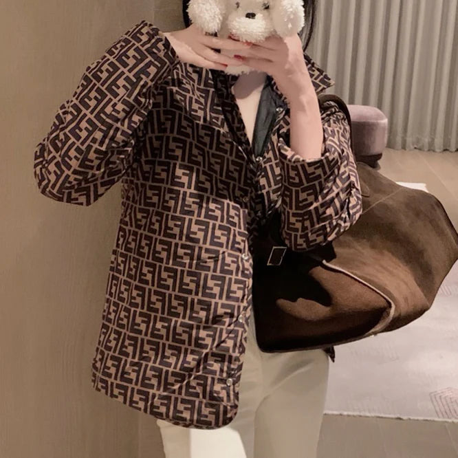 Classic Floral Print Reversible Cotton Coat for Women 1025102009