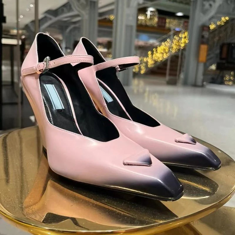 New Retro Shallow Mouth Pointed Mary Jane Single Shoes 1023122808