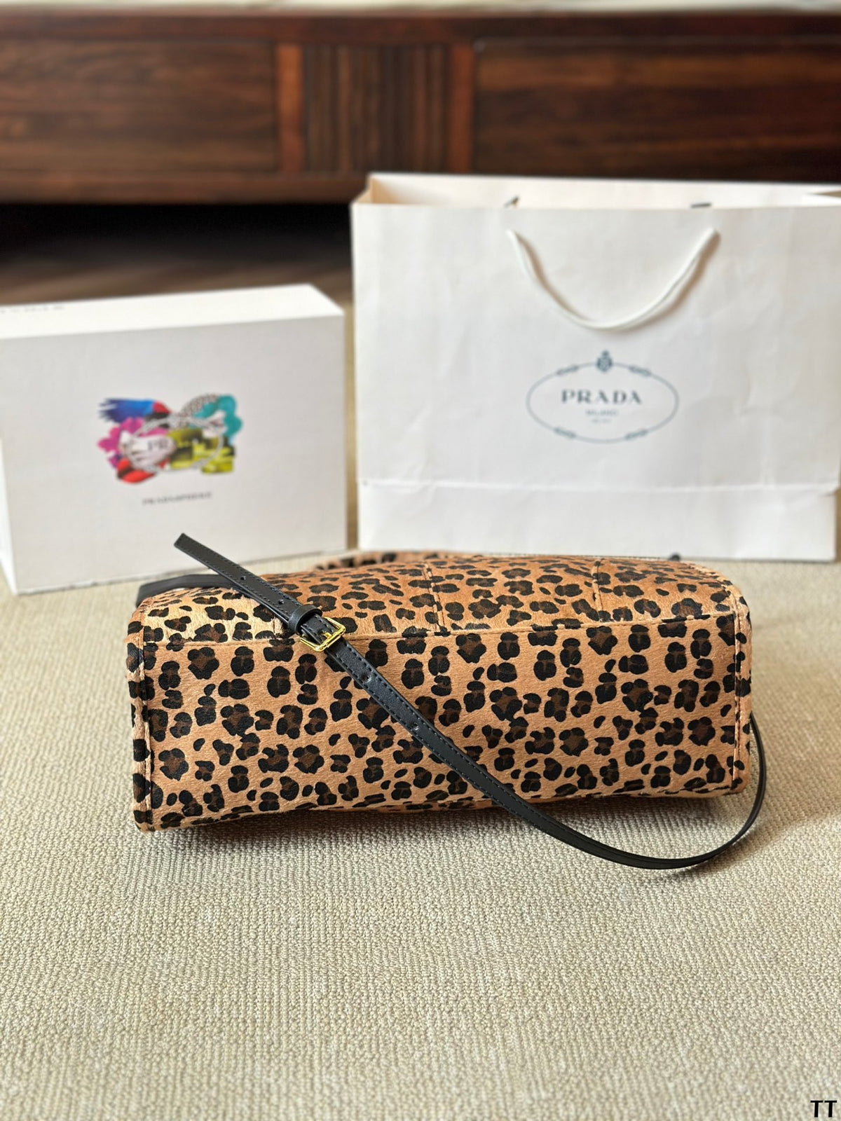 P New leopard print horse hair handbag 0724110404