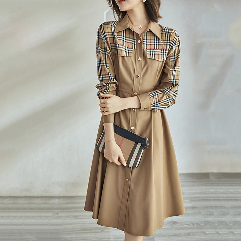 Fashion casual plaid patchwork dress PF1023091504