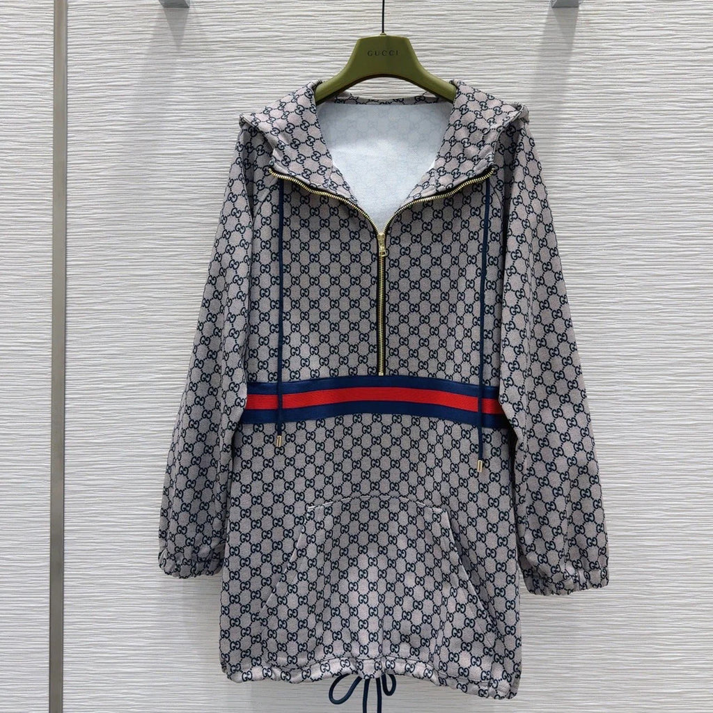 Printed hooded zip-up dress 1426010611