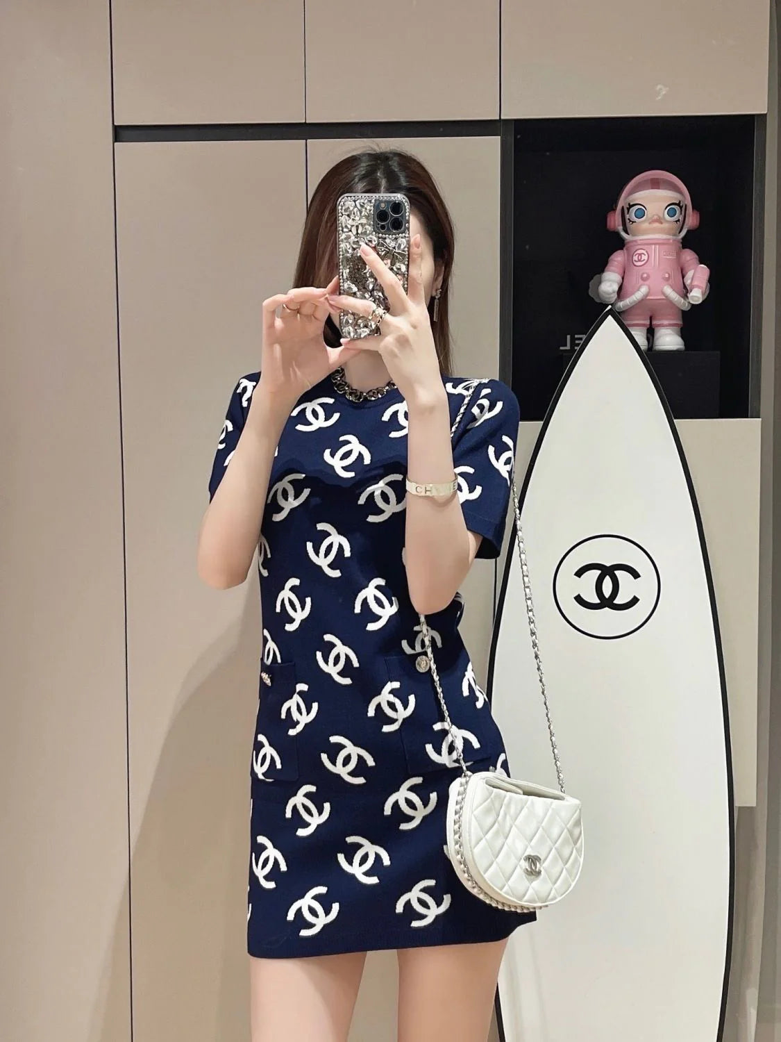 Fashion New Slim-fit Slim-fit Knitted Short-sleeved Dress 1024041621