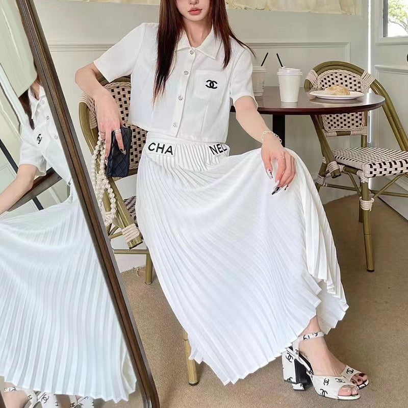 Fashion pleated long skirt set PD10061214
