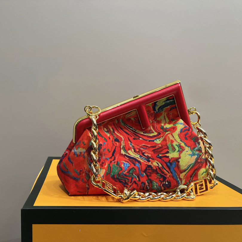 fashion all-match graffiti clip bag