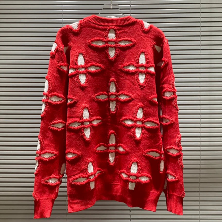 Classic vintage plush three-dimensional round neck sweater 1024110719