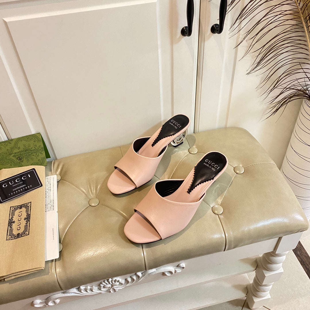 Gucc1 top fashion heel slippers 0724030803