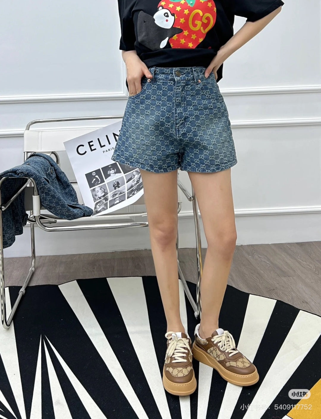 fashion print denim shorts 0725051908