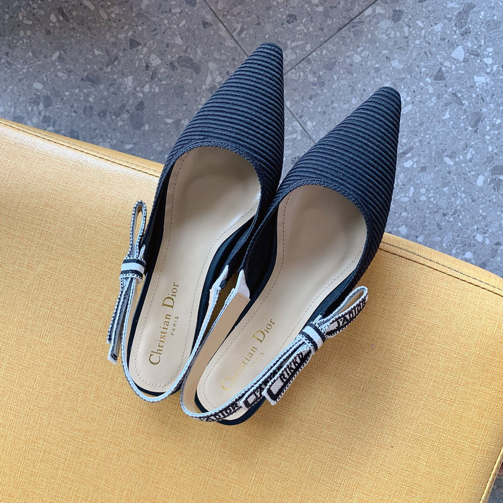 Dio Pointed bow letter ribbon slingback slingback shoes 0724070501