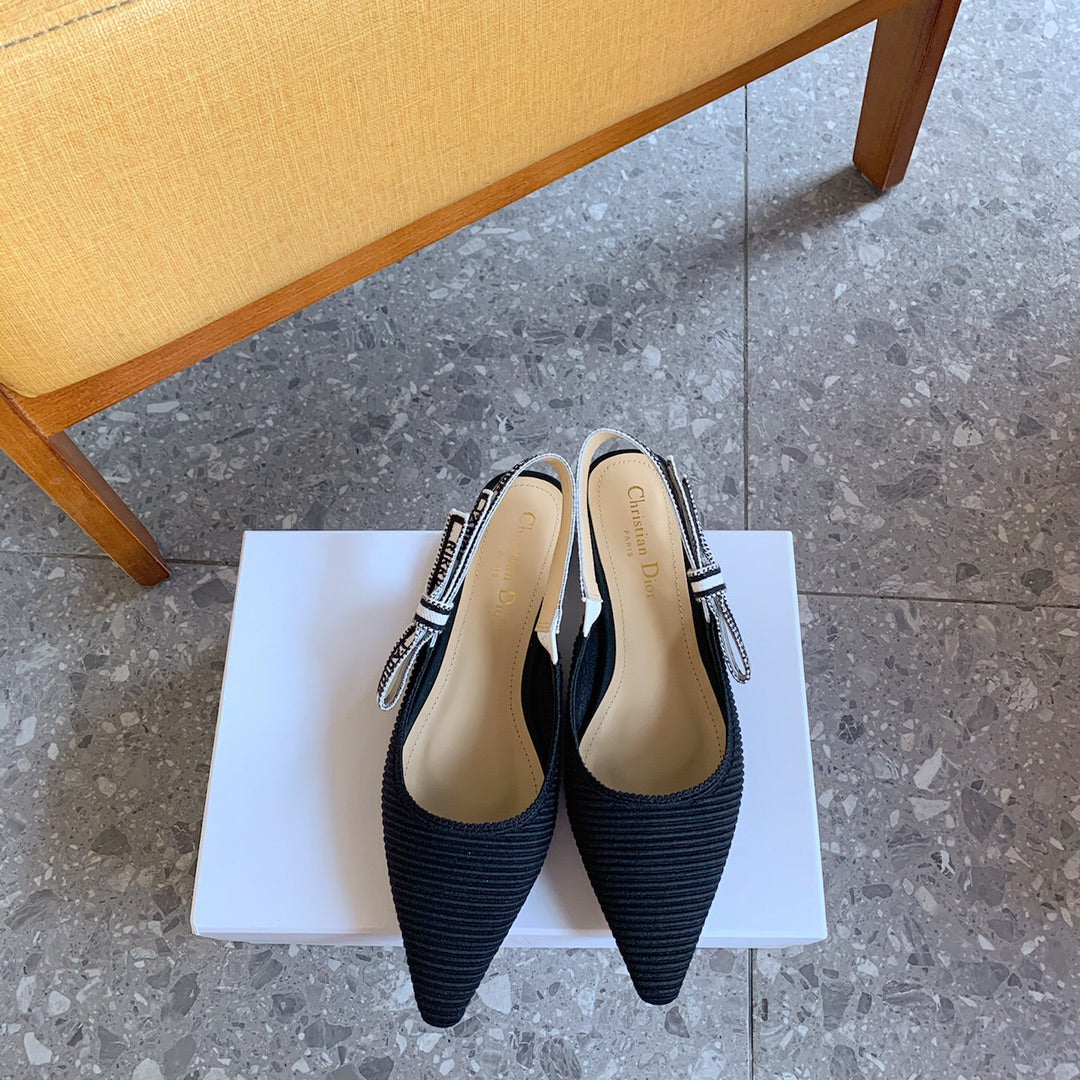 Dio Pointed bow letter ribbon slingback slingback shoes 0724070501