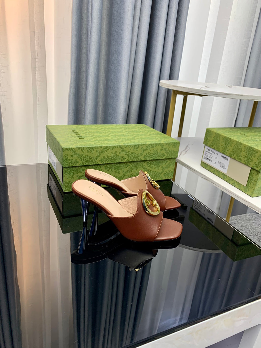 Gucc1 top fashion stiletto slippers 0724030804