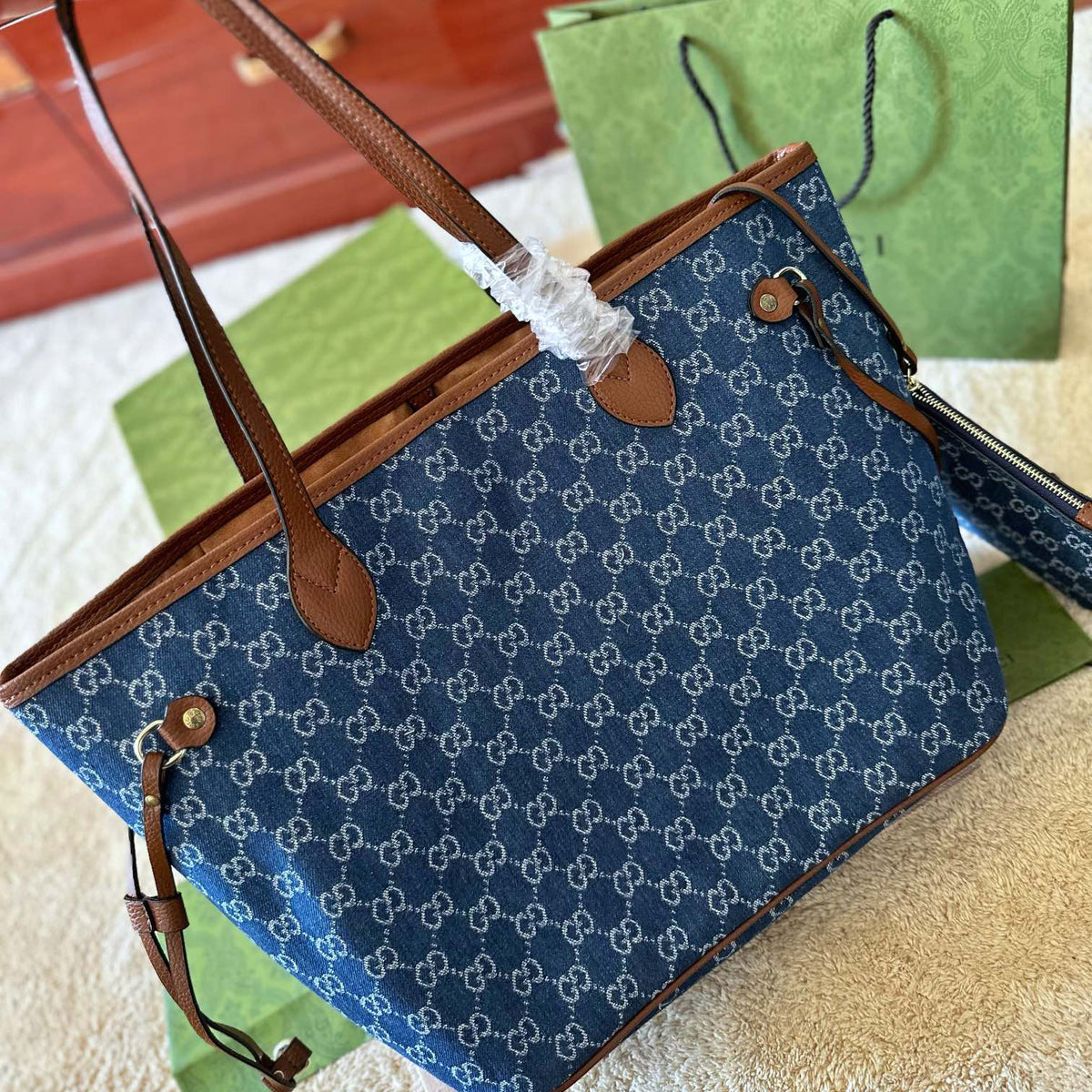 denim presbyopia shopping bag