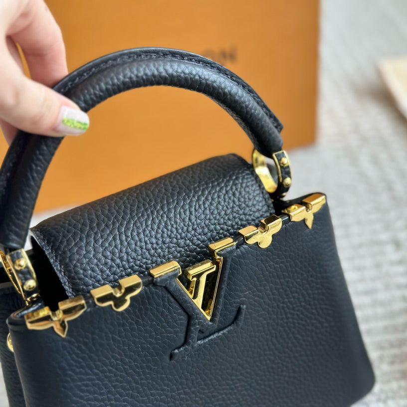 Mini Capucines Metallic Flower Trim Handbag 1824042605