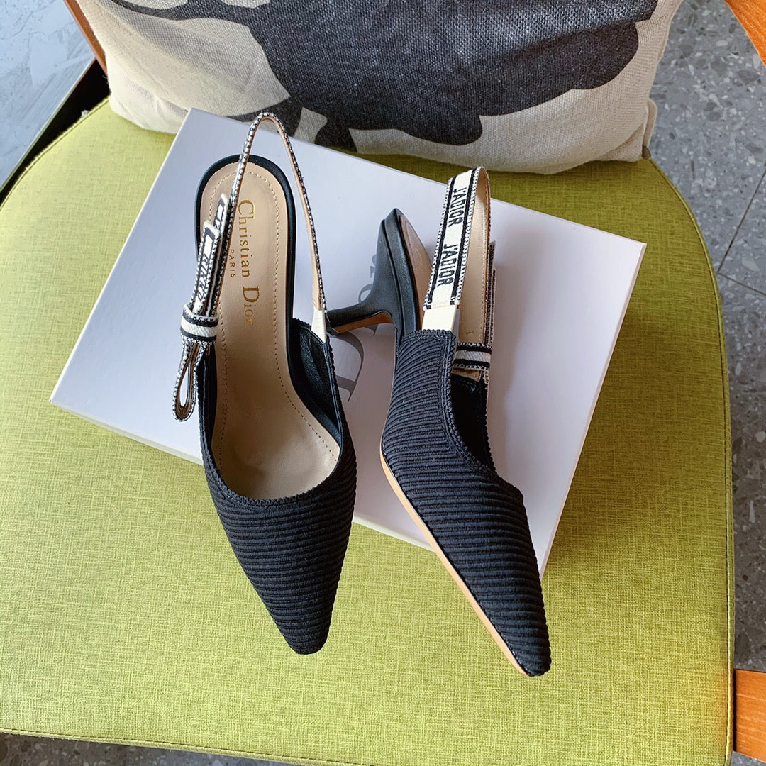 Dio Pointed bow letter ribbon slingback slingback shoes 0724070501