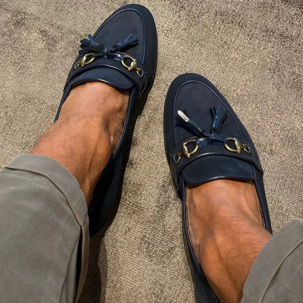 Navy Suede Tassel Loafer