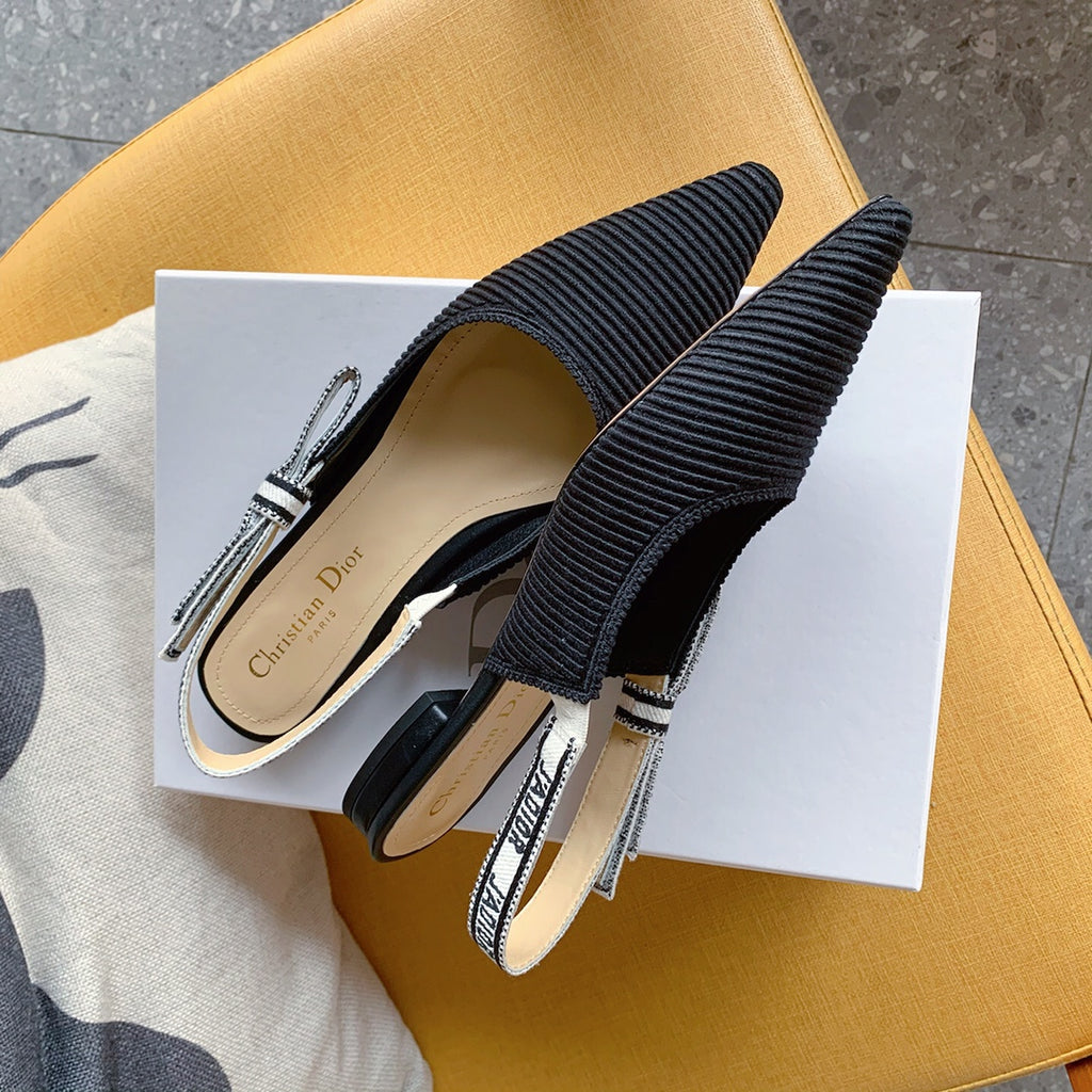 Dio Pointed bow letter ribbon slingback slingback shoes 0724070501