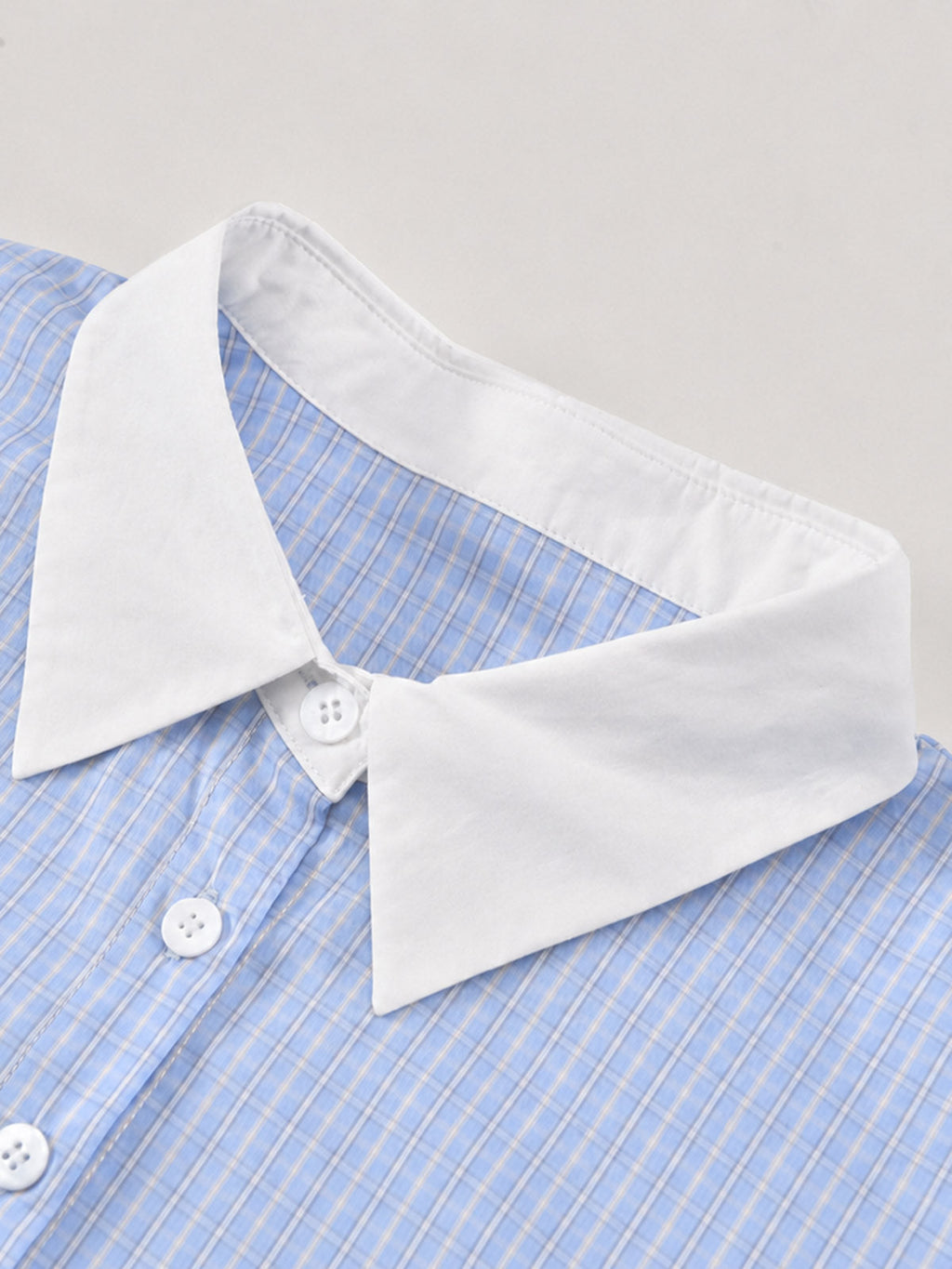 Preppy Blue Check Cropped Family Matching Shirt | KINS CLASS