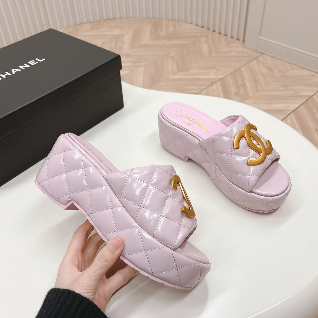 Chane1 top fashion thick-soled rhombus slippers 0724030812
