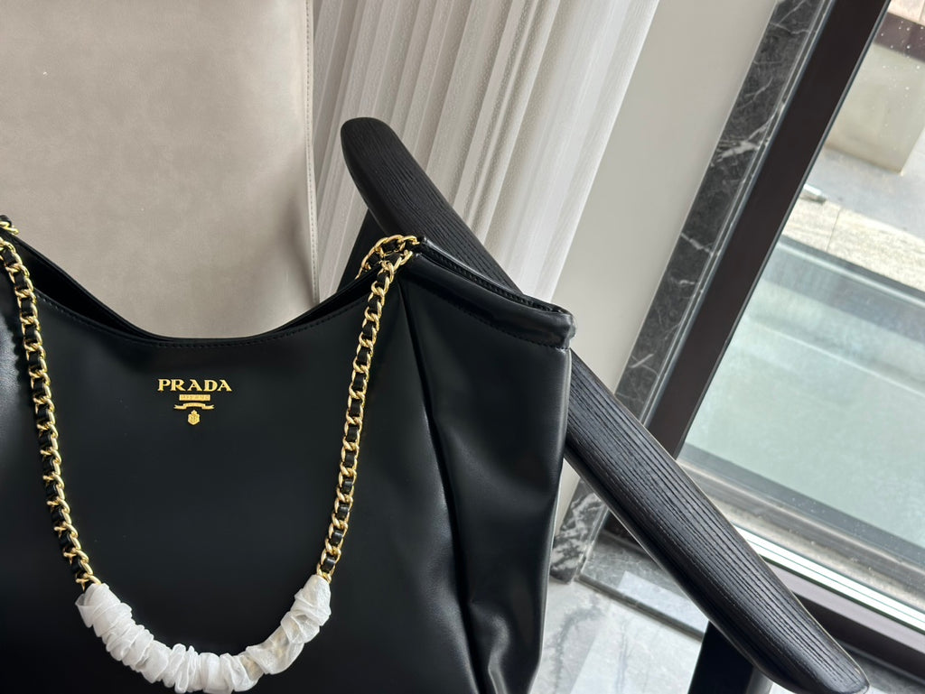 P black and gold double chain tote bag 0724111216