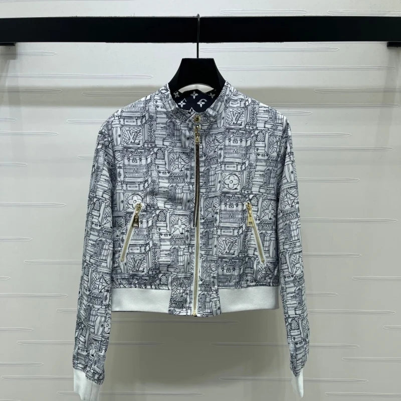 New Fashion Women Reversible Monogram Baseball Jacket DM1326091416