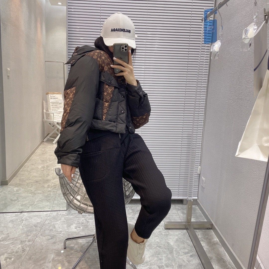 Hooded Stitching Presbyopia Short Down Jacket Casual Warm Plus VeLet Versatile Down Jacket Female Autumn and Winter New