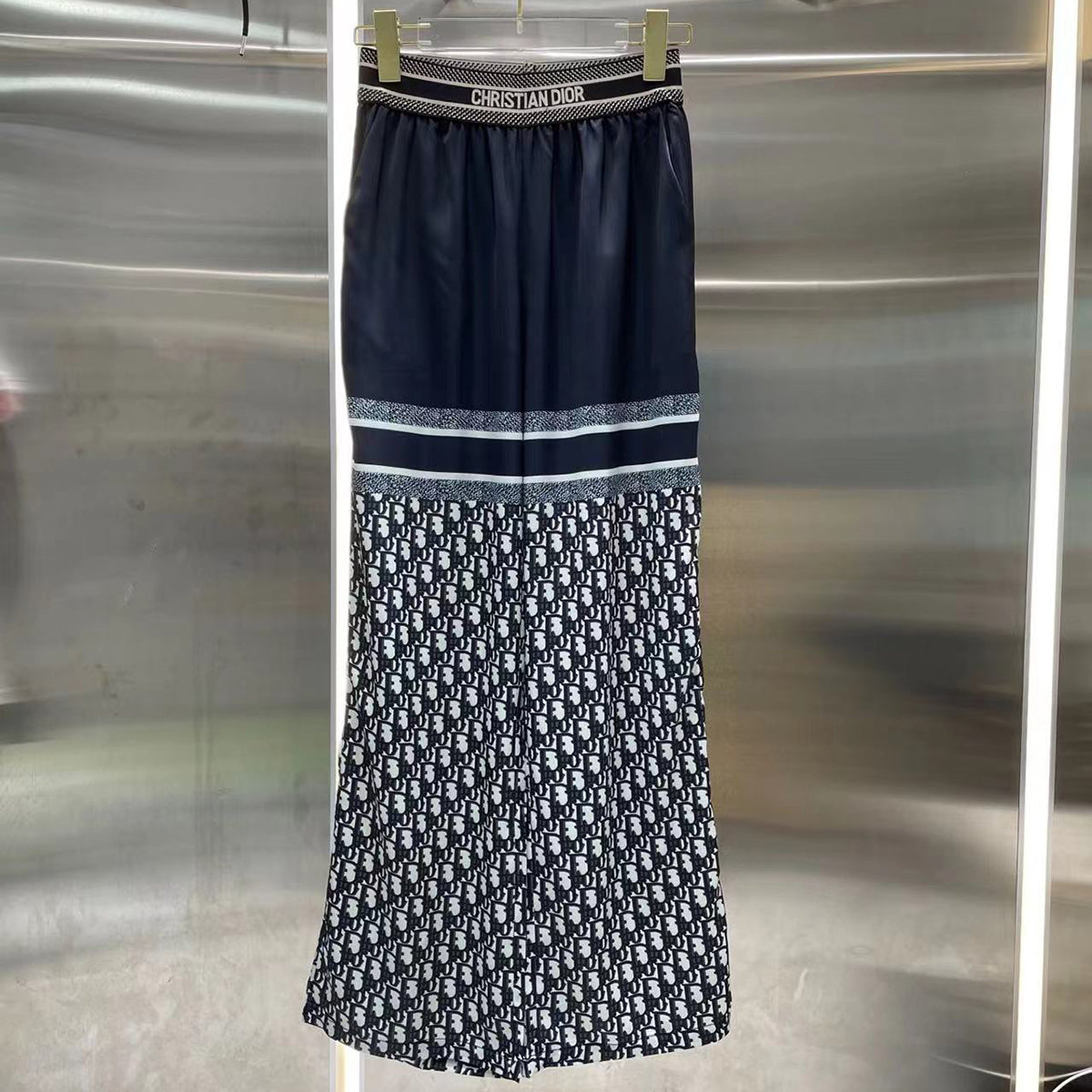 Spring and summer color contrast stitching wide leg pants MM10041417