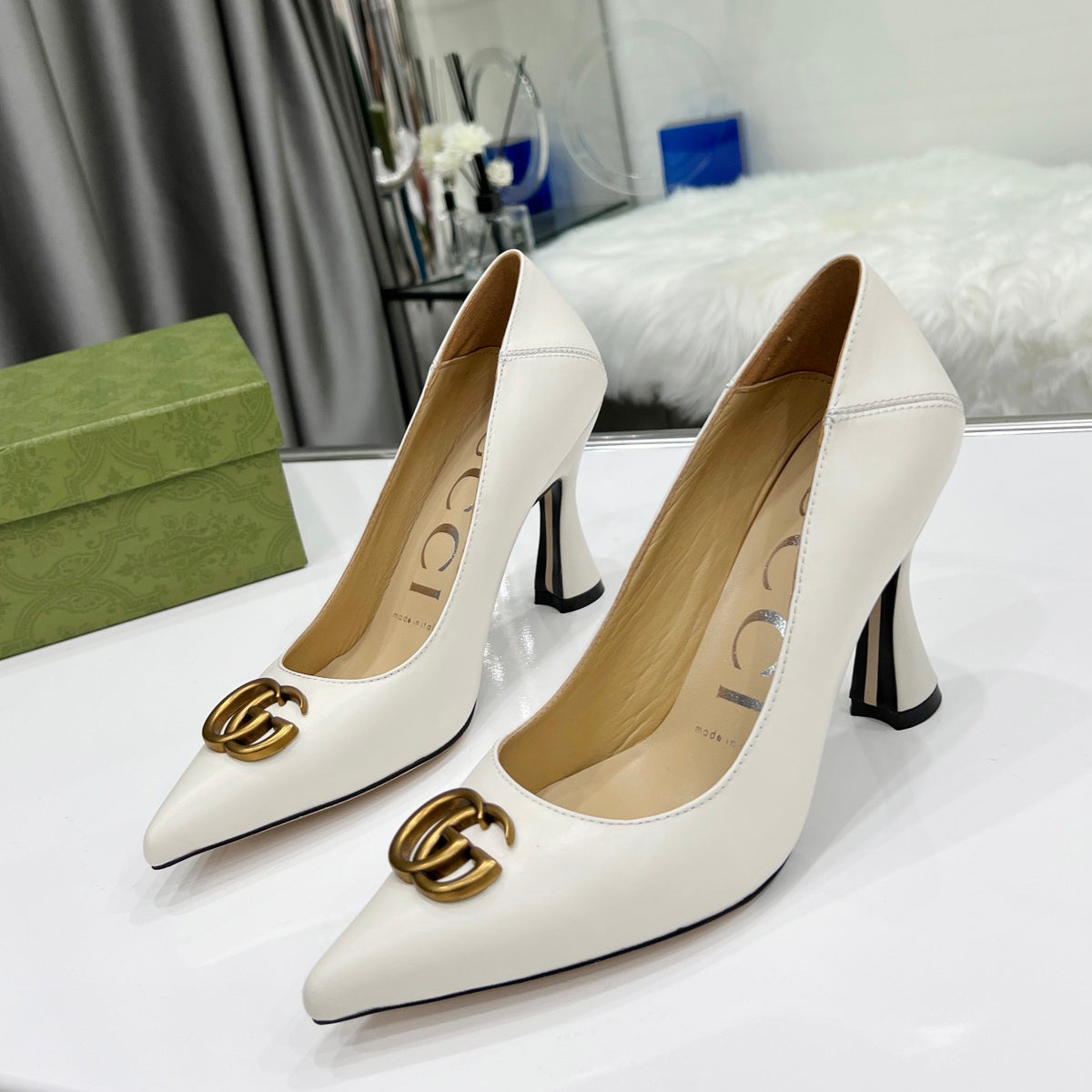 leather classic logo pumps XC0723042415