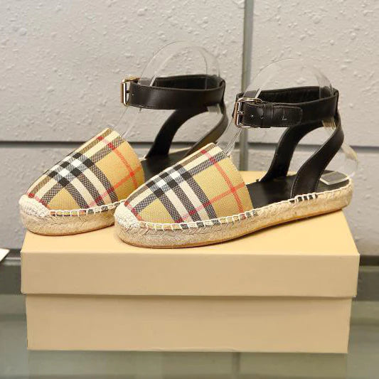 Classic Plaid Cotton Hemp Braided Sandals 1025051311