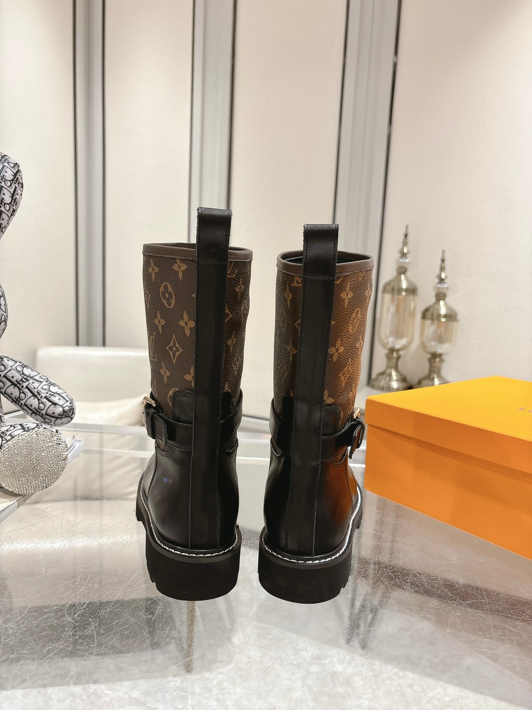 L stylish custom printed leather boots 0724102309