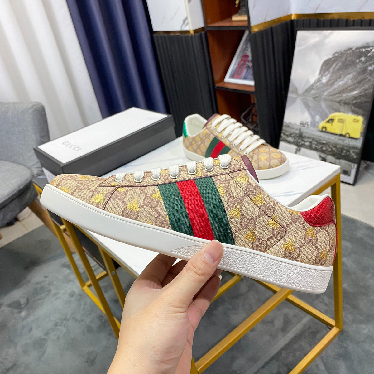 Khaki Classic Print Shoes XC0723050201