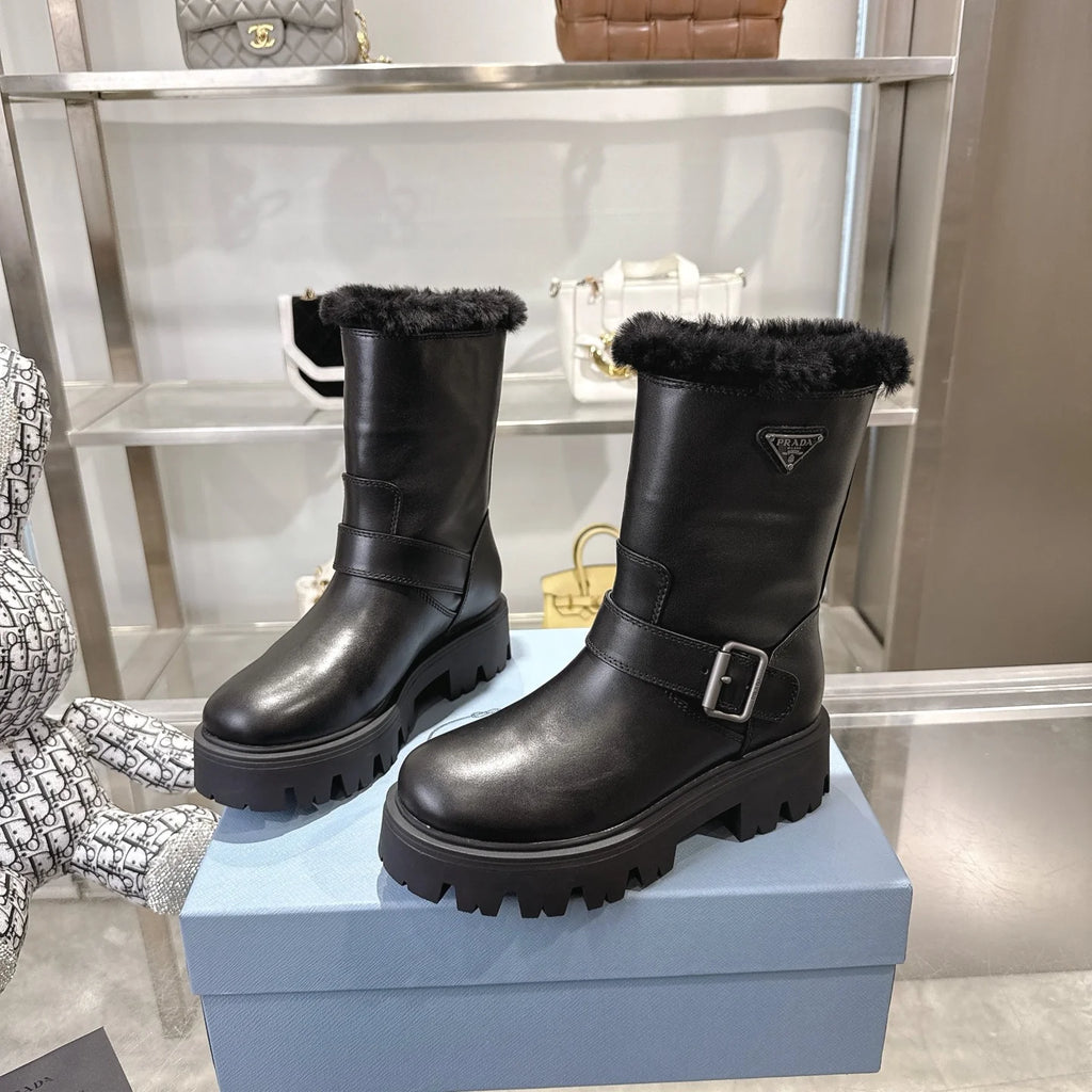 New Thick-Sole Insulated Wool Ski Boots 1025103120