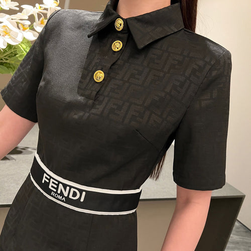 23ss jacquard letters slim fit dress