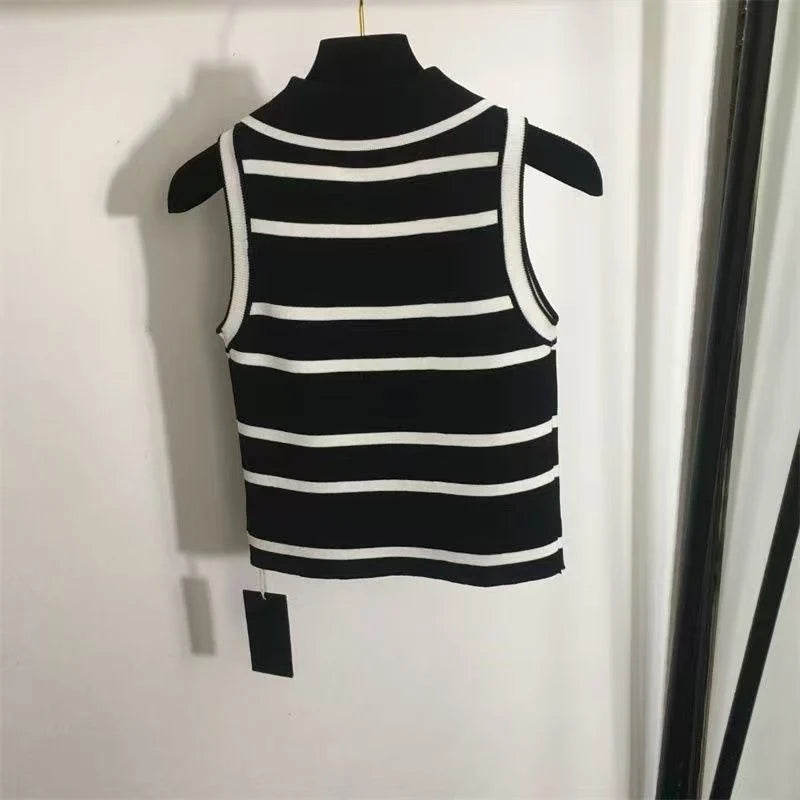New Fashion Women's YS Striped Polo Knit Tank Top PD1326091809