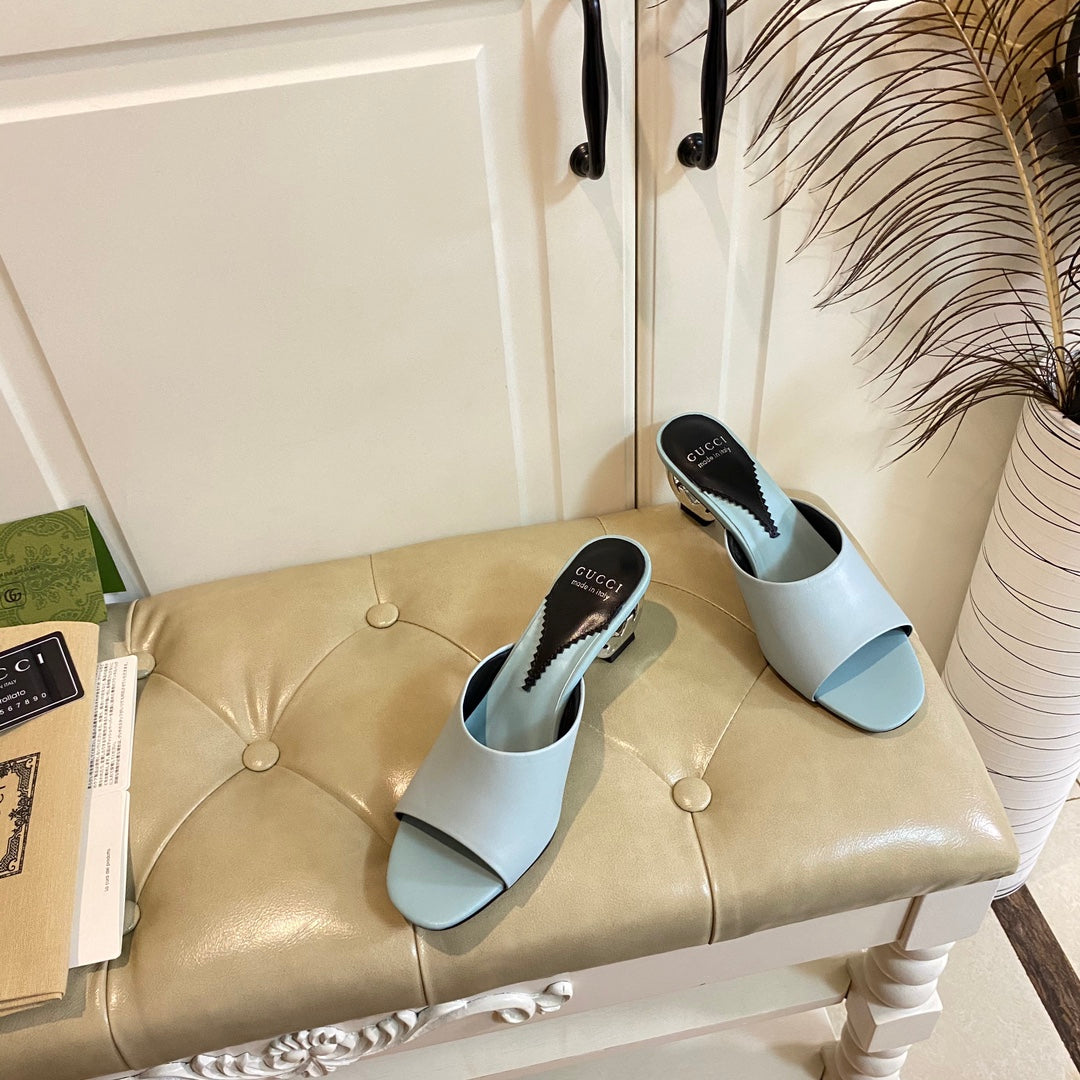Gucc1 top fashion heel slippers 0724030803